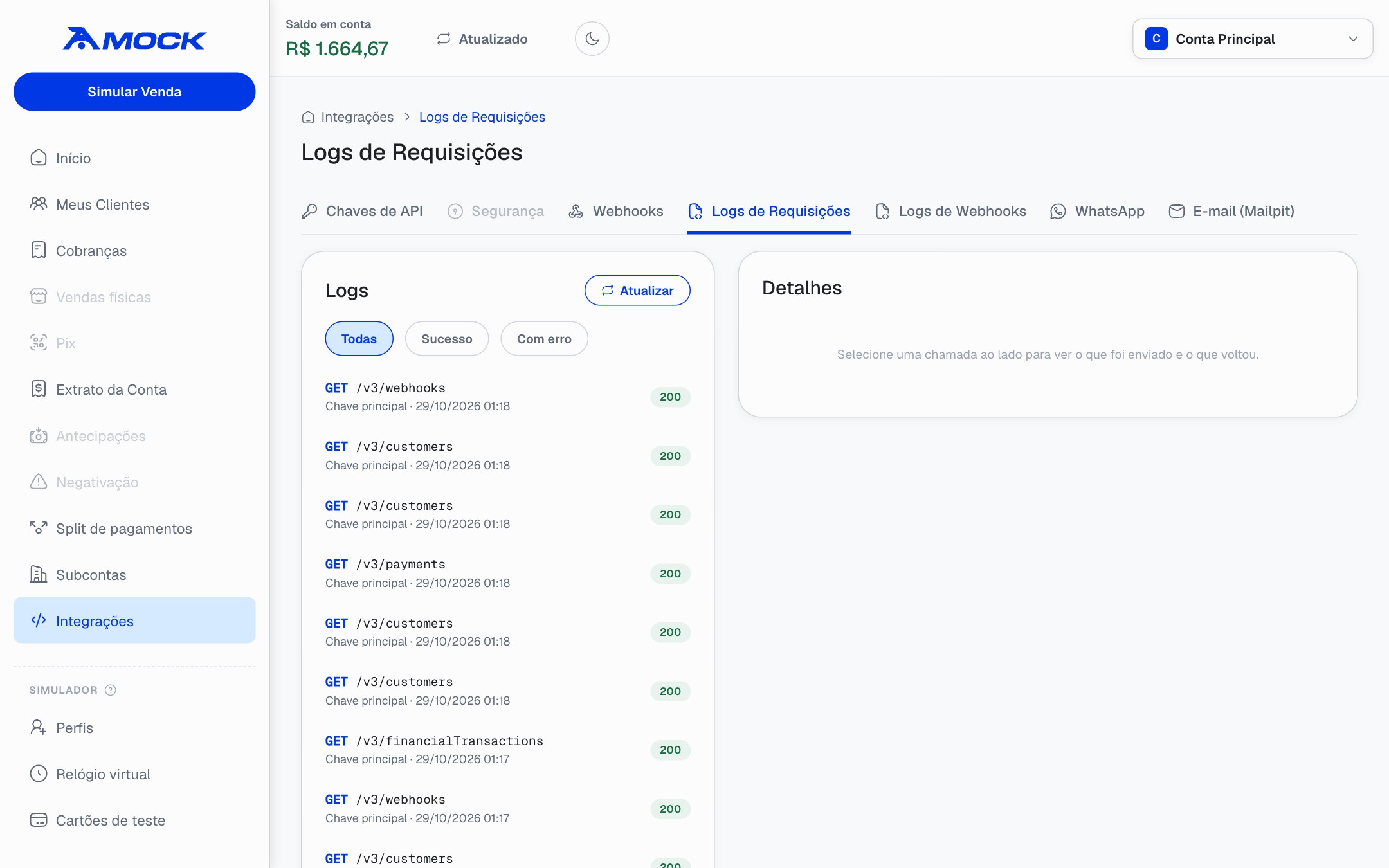 API request logs.