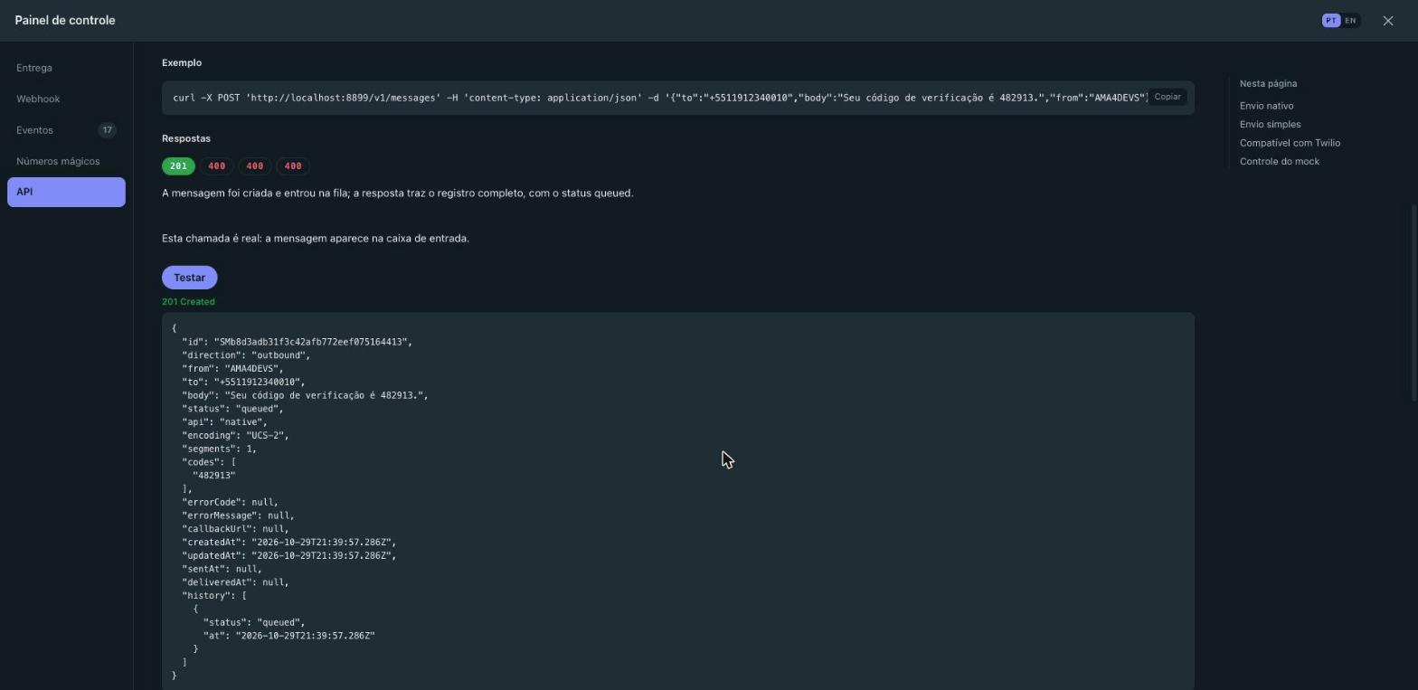 The API tab of the control panel: an operation of the catalog with its curl, its answers and the result of the test button.