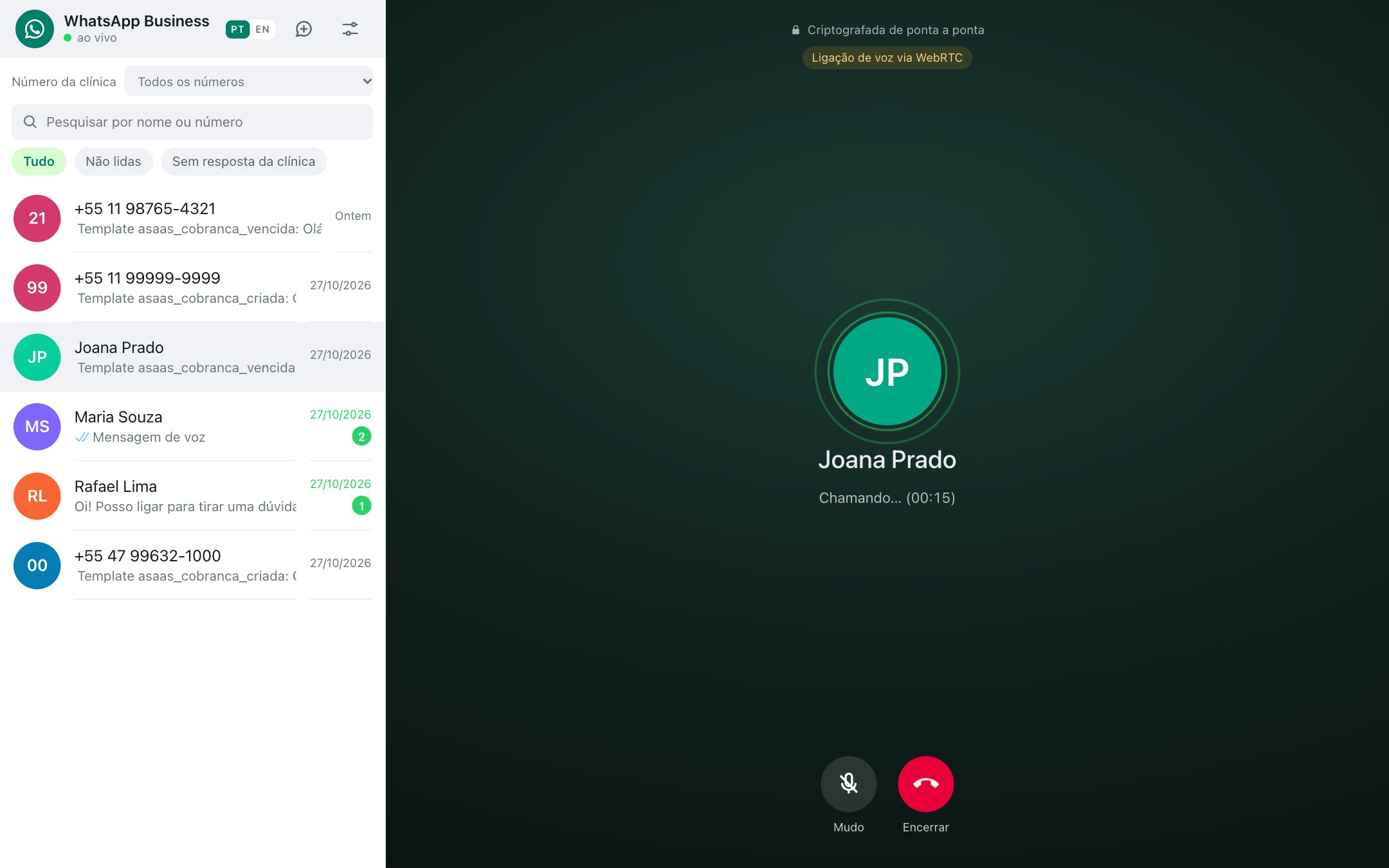 WebRTC voice call simulation.