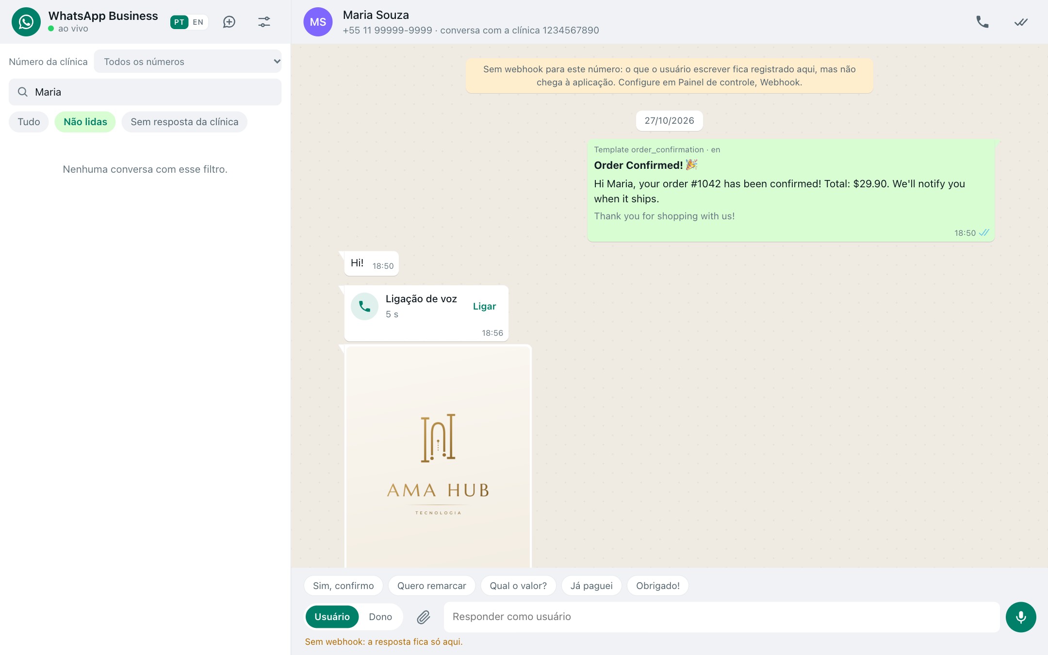 Filter unread messages and search conversations.