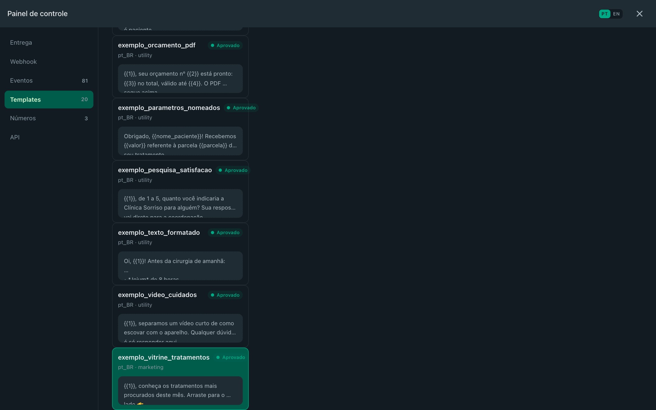 Marketing carousel cards template preview in dark mode.